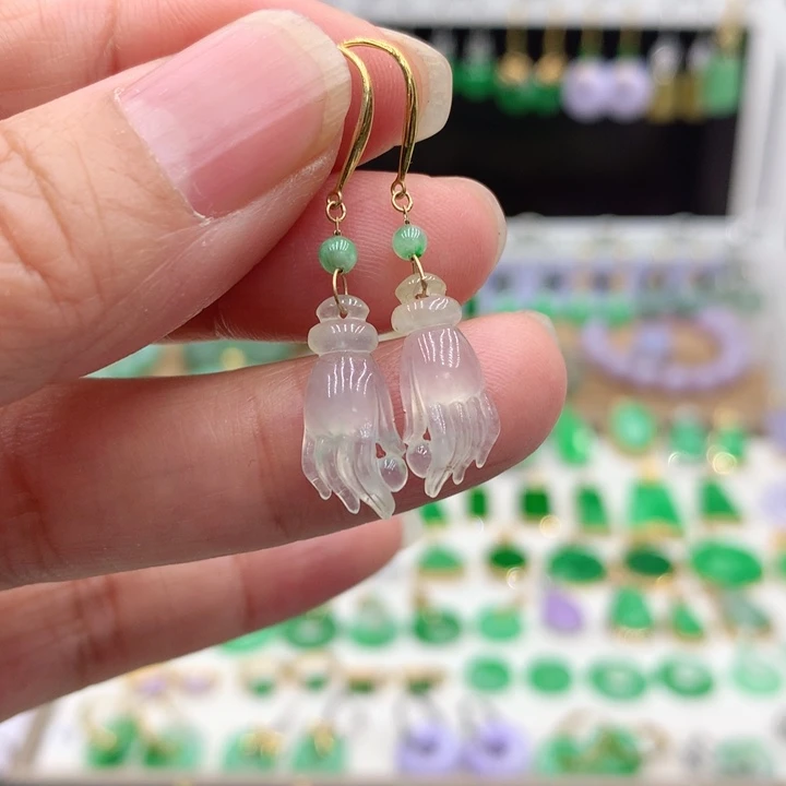 翡翠18K金镶嵌耳饰