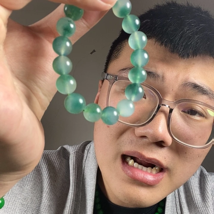未镶嵌手链翡翠高端时尚12mm飘花手串