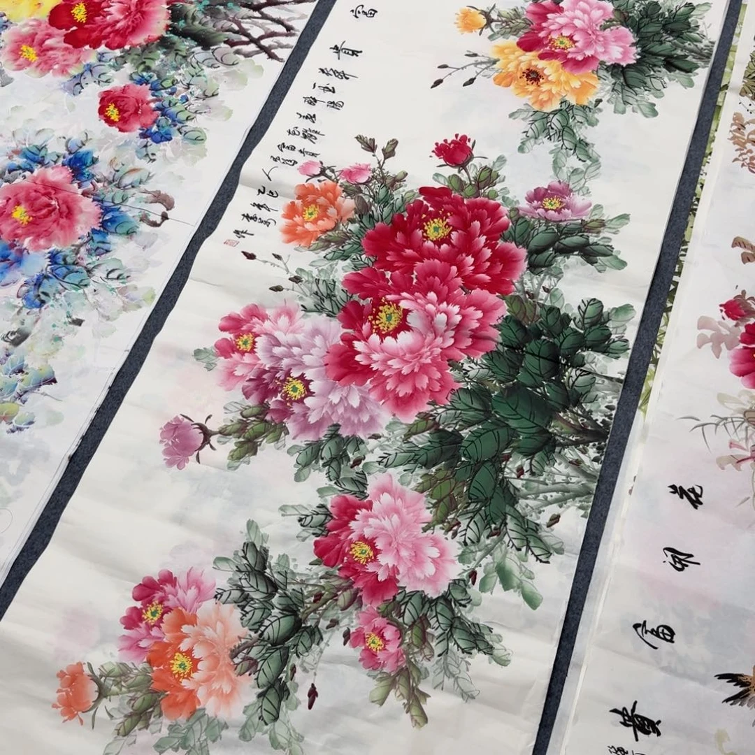 锦***心国画尺寸70X180纯手绘作品