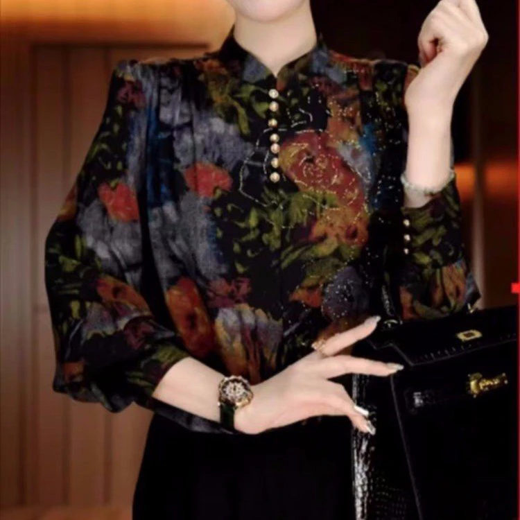 0新高端印花女显瘦显白百搭减龄气质时尚套头上衣