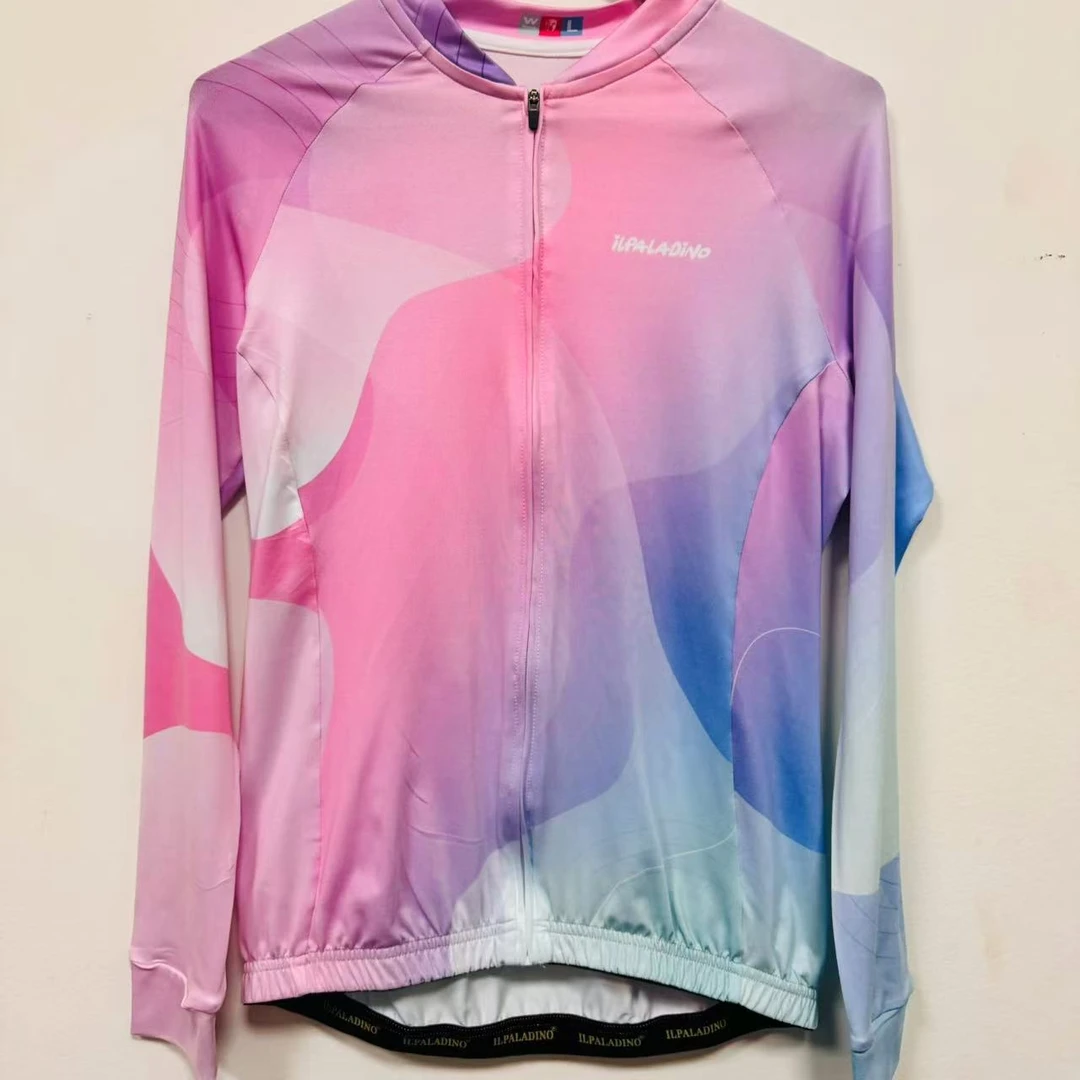 SQ 861【粉蓝渐变牛奶丝长袖女士 】ILPALADINO专业版骑行服户外