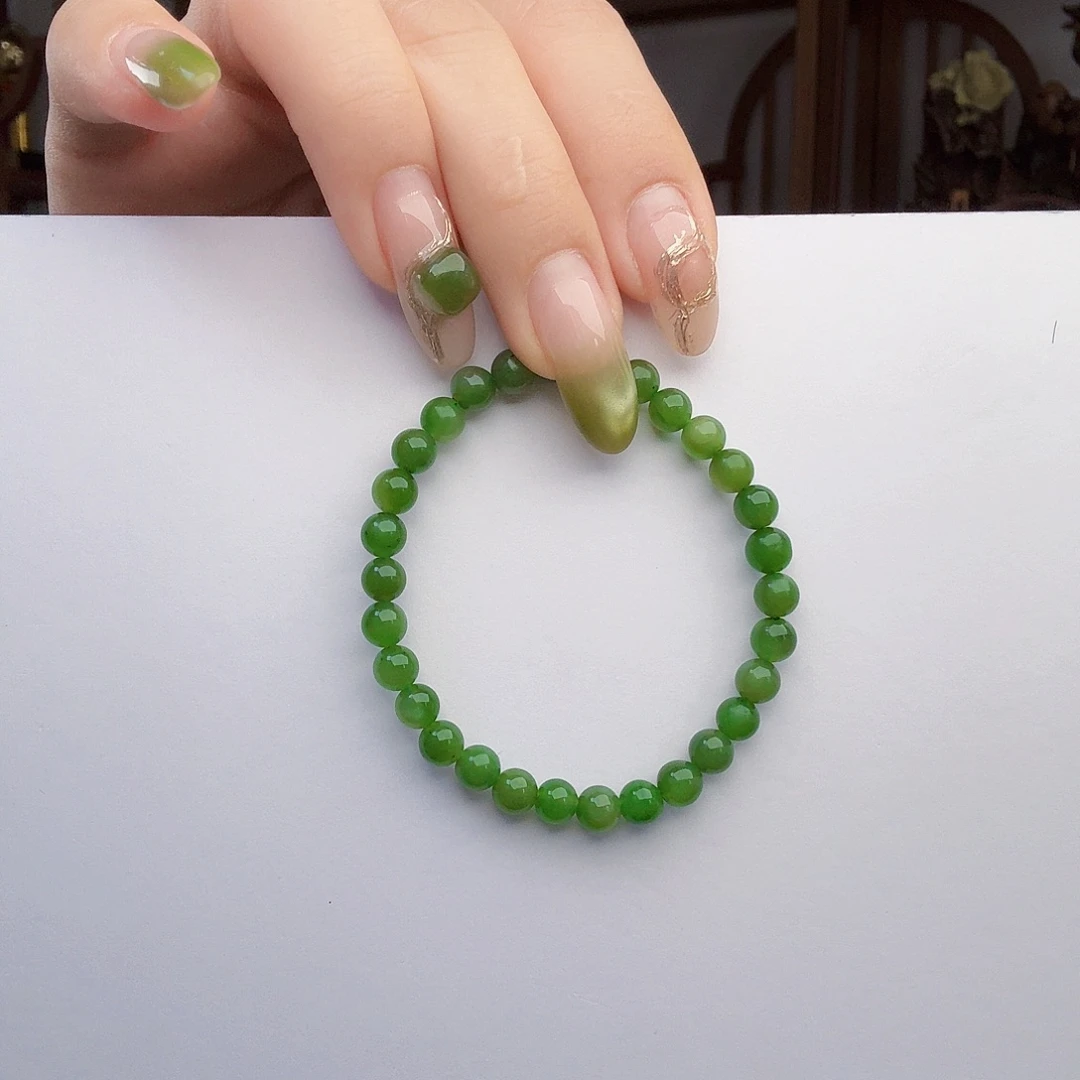 和田玉（碧玉）未镶嵌项链6米手串