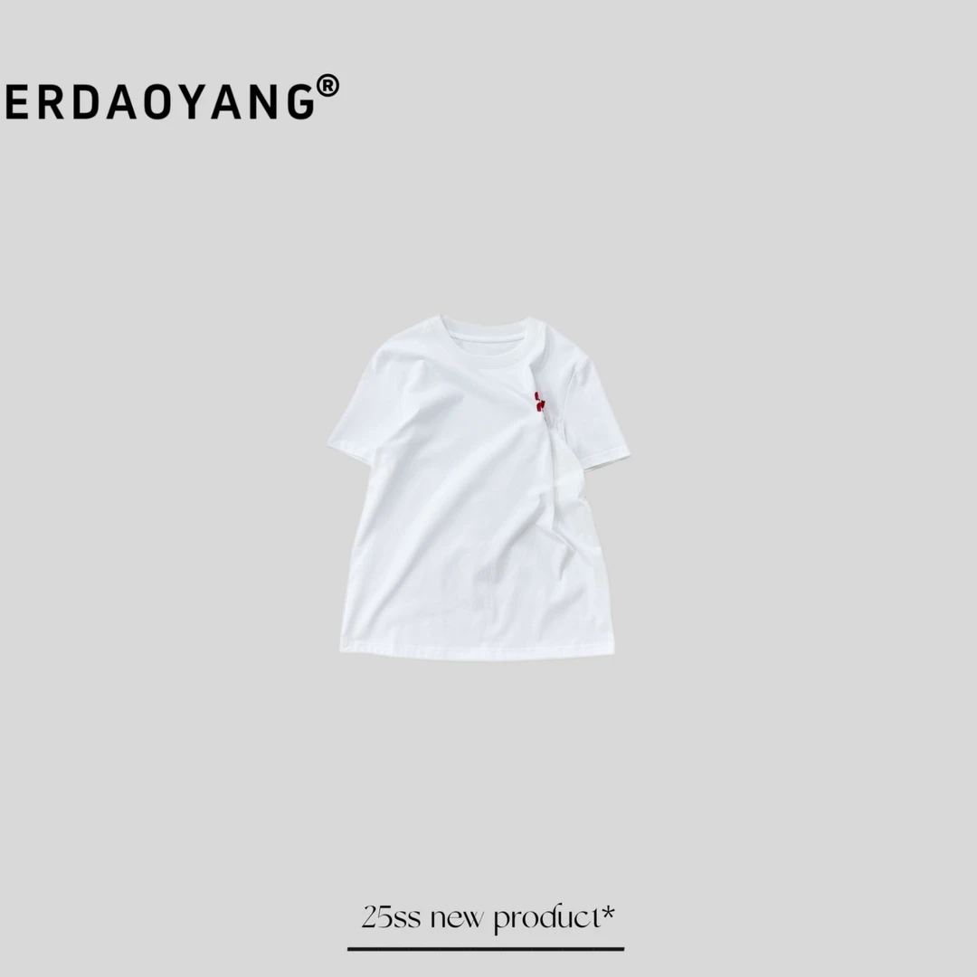 ERDAOYANG "红地球" 早春字母爱心撞色圆领短袖DX1120