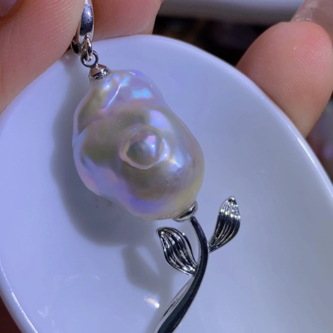 银S925镶嵌淡水珍珠微瑕