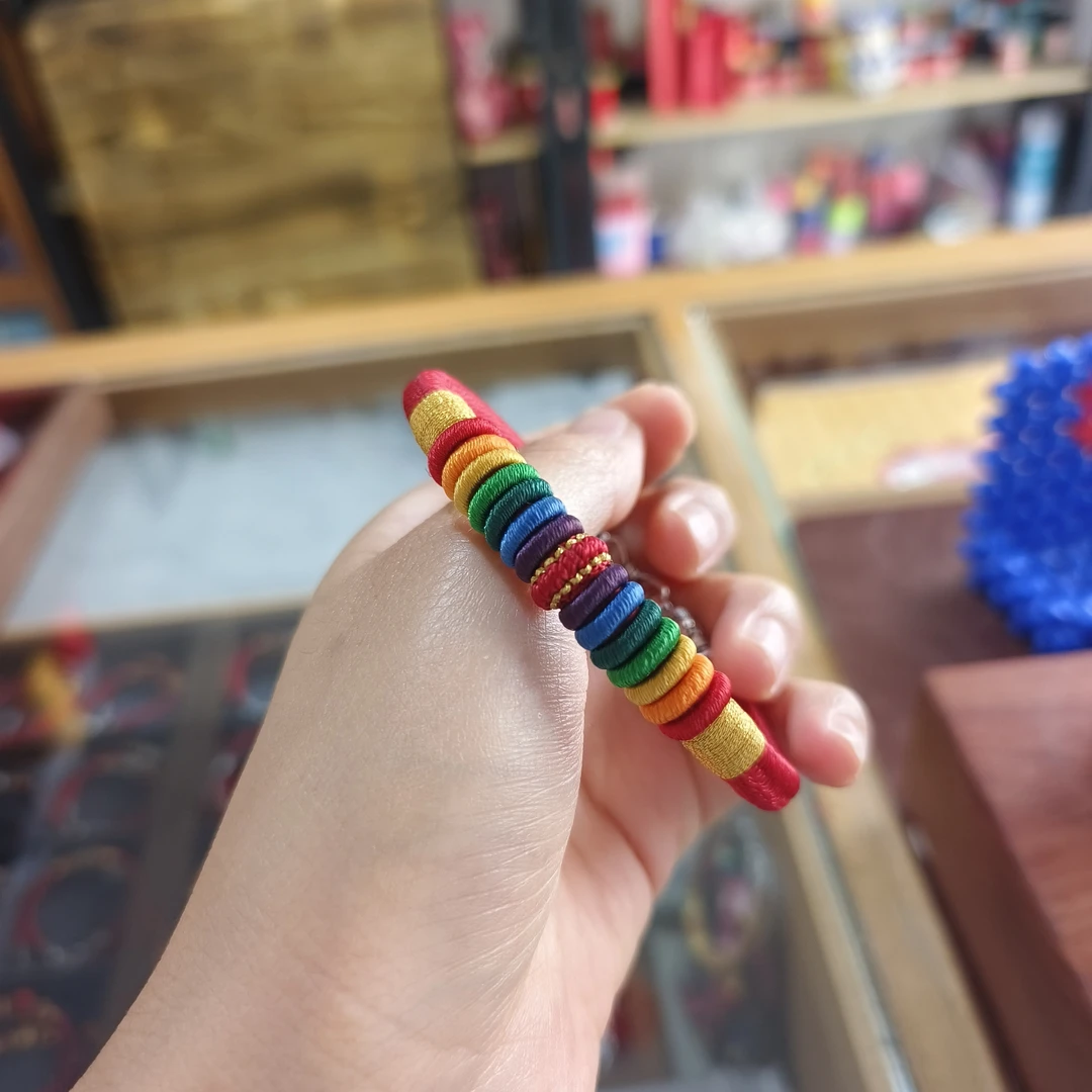 男女通用九乘迦叶本命年生肖文创红绳纯手工编织文创情侣手环五彩