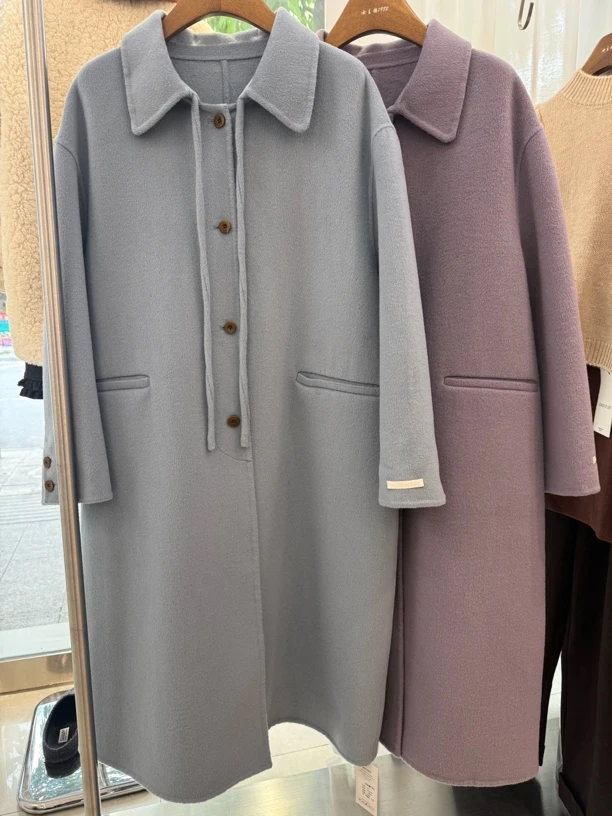 中长款韩版手工羊毛外套大衣