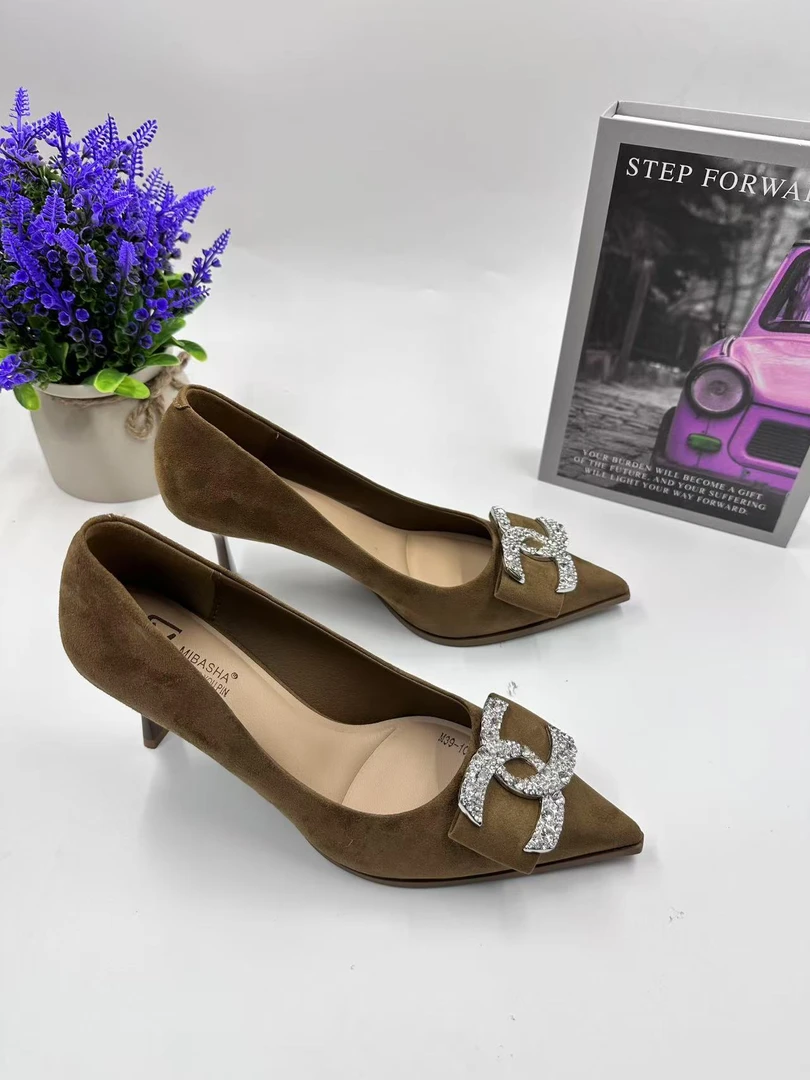 1013  法式水钻尖头细跟高跟鞋秋季跟鞋百搭优雅时髦小姨风