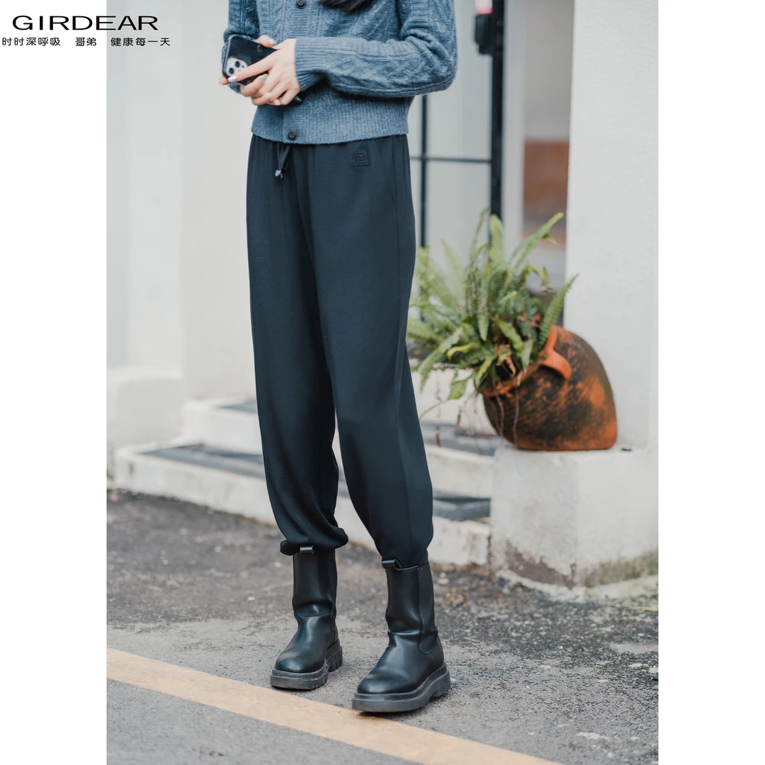 GIRDEAR/哥弟新款时尚休闲舒适弹力百搭束脚系带休闲裤女 1100442