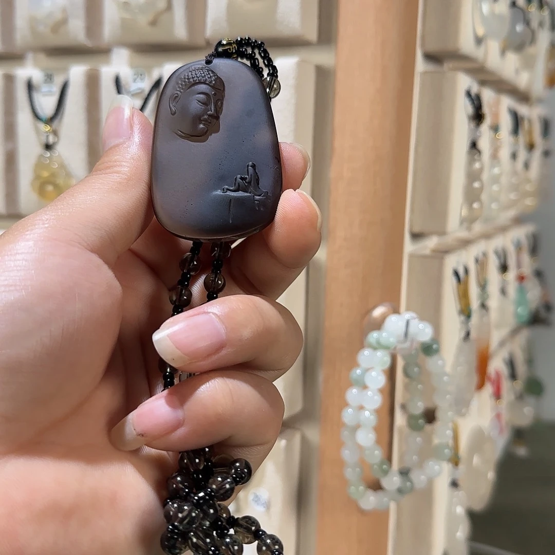 黑曜岩未镶嵌吊坠(赠链)?**?