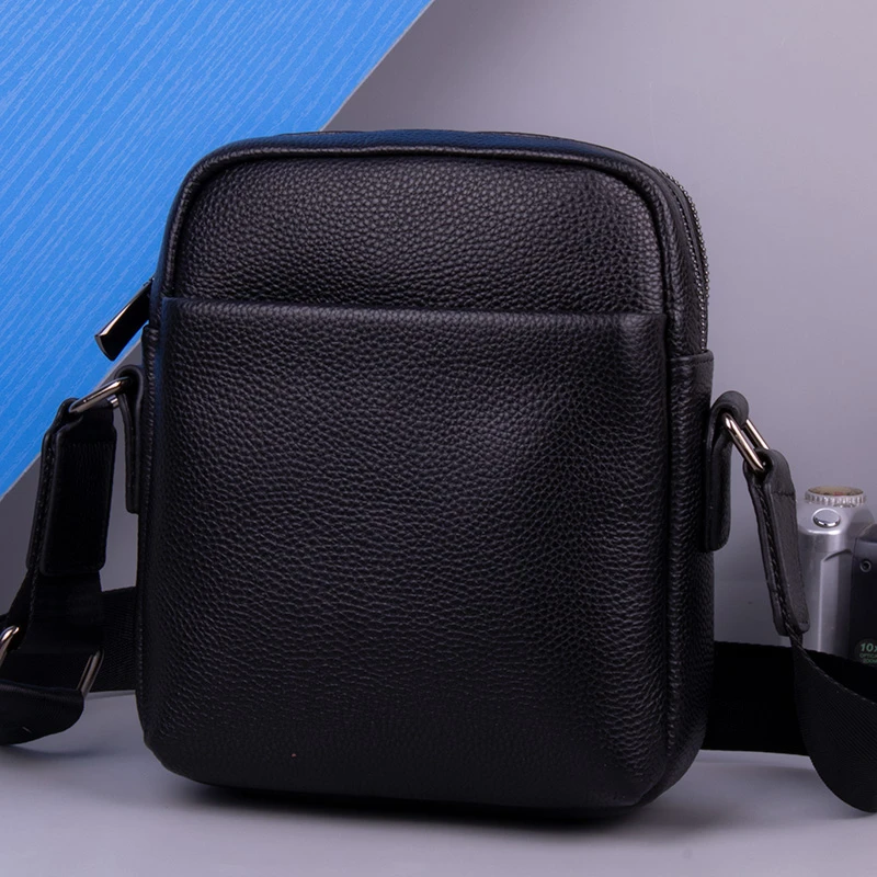 新款真皮斜挎包男竖款商务单肩包男士通勤包背包软牛皮休闲男包潮