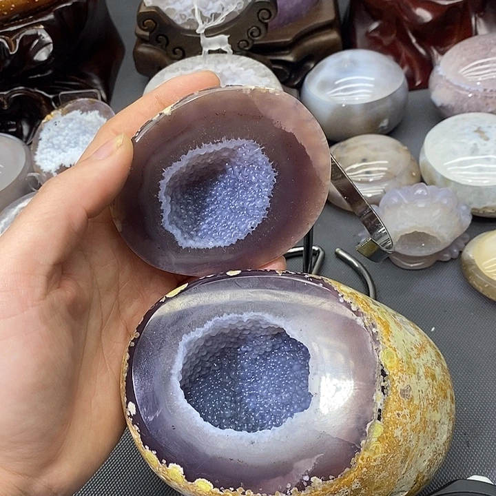 紫晶摆件未镶嵌聚宝盆