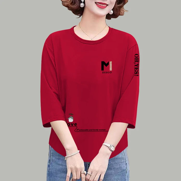 100%纯棉七分袖上衣女春夏秋新款宽松显瘦百搭洋气遮肉t恤打底衫