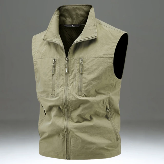 2026新款春季工装马甲男户外大尺码立领男款马夹坎肩外套时尚多口