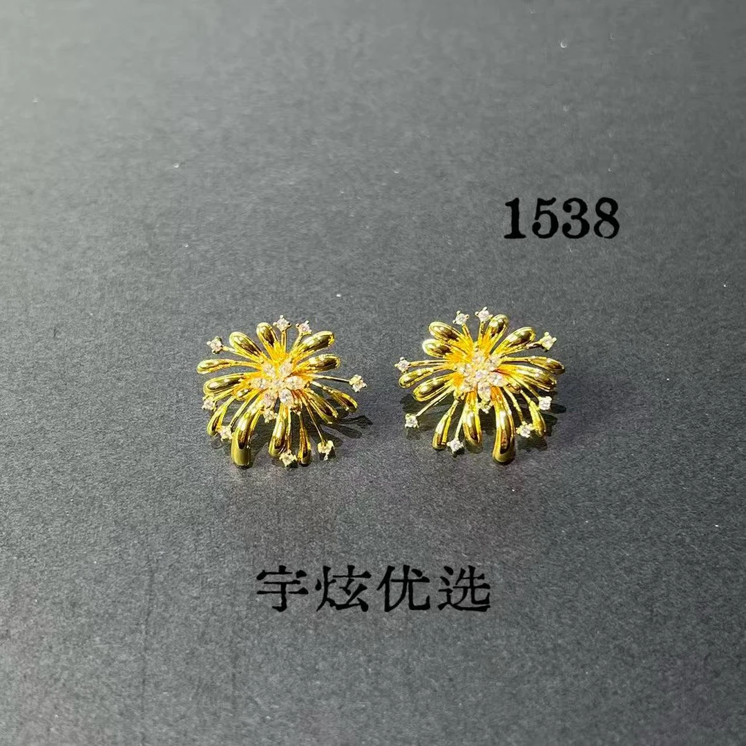 黄铜合成锆石耳饰 小众时尚百搭耳钉1538