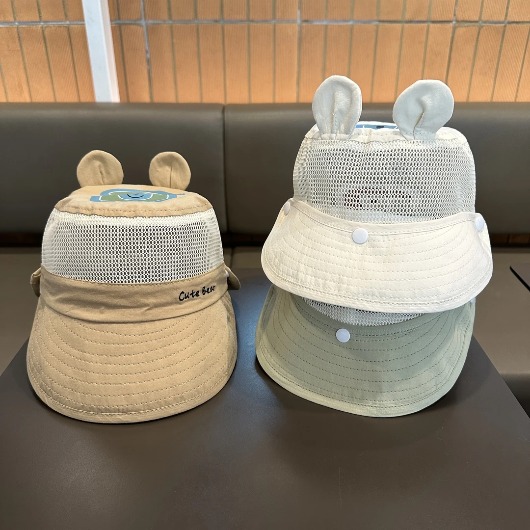 儿童帽子宝宝夏季遮阳帽太阳帽渔夫帽男童透气夏天薄款女宝防晒帽