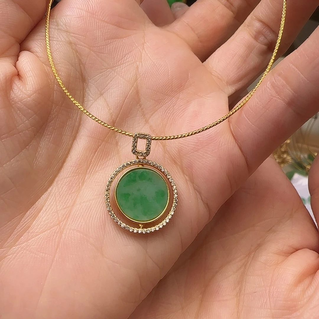 翡翠银S925镶嵌颈饰含项链
