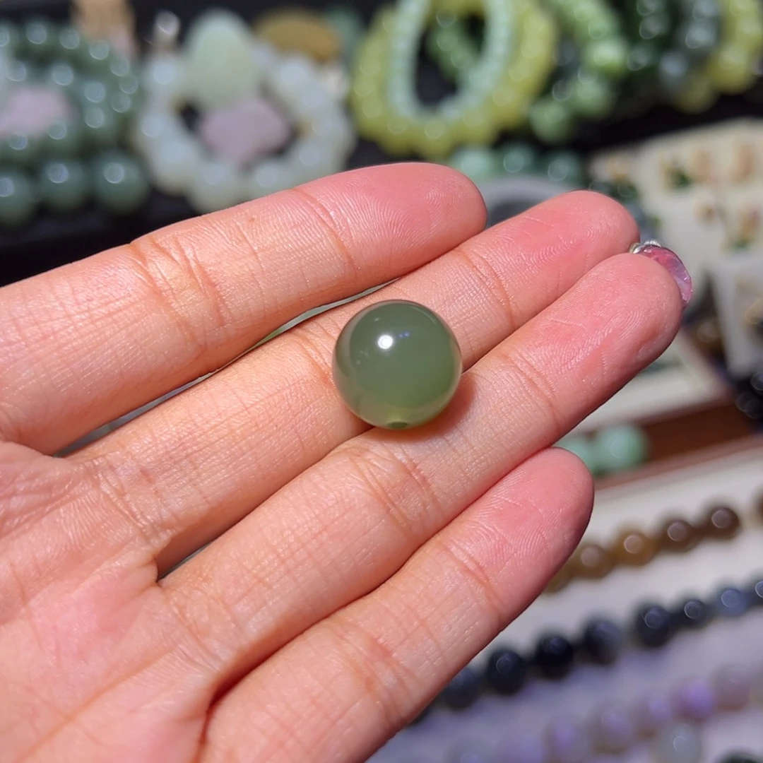 【闪购商品】和田玉单珠14mm未镶嵌青玉