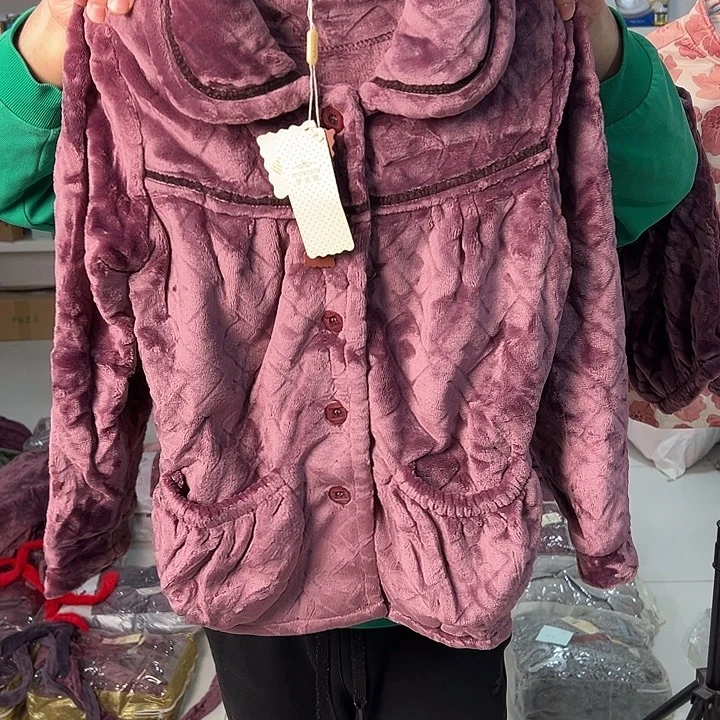 M码紫色睡衣一身加厚