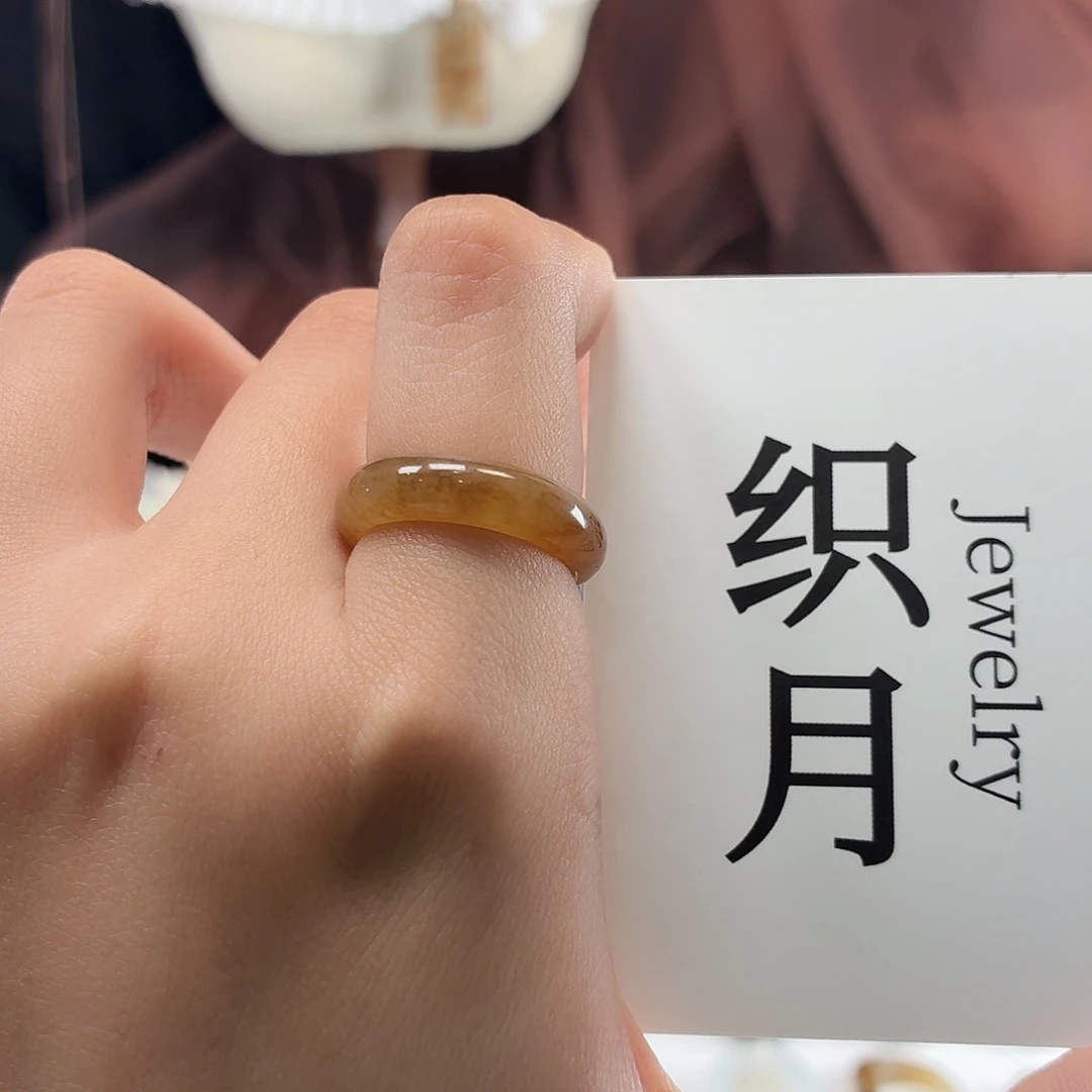 和田玉未镶嵌戒指金桔糖14