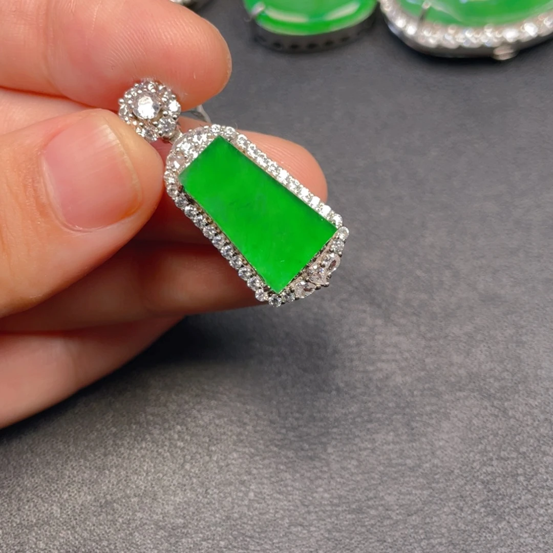 吊坠(不含链)银S925镶嵌翡翠