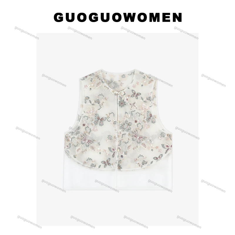 【晨曦专属】新中式通勤风单排扣马夹2025女装夏季提花中式无袖马甲