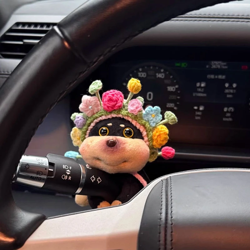 正版簪花蜜蜂小狗包包汽车怀挡挂饰车载玩偶转向灯雨刮器新车礼物