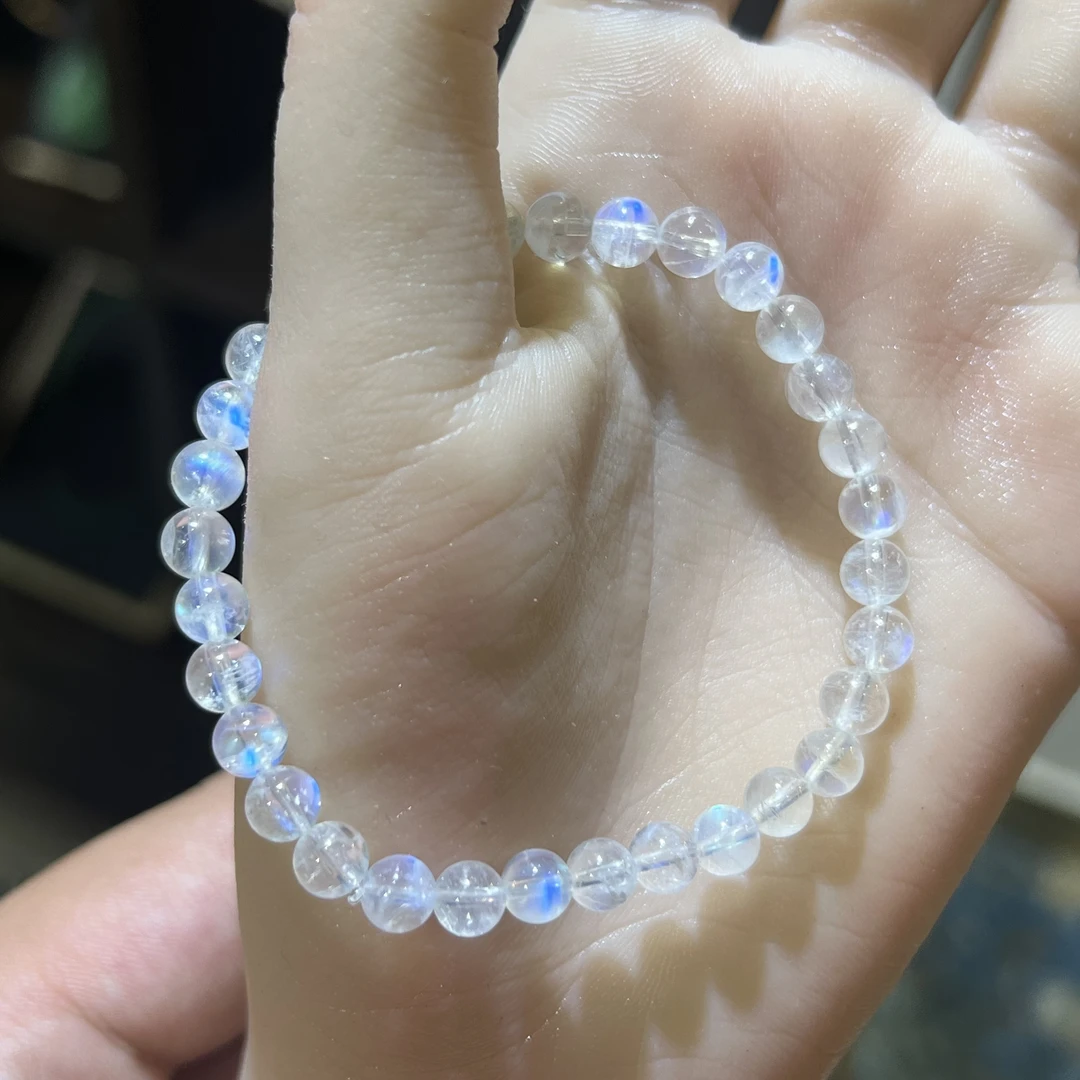 A+高净强彩虹月光石手串6mm  KT24072610
