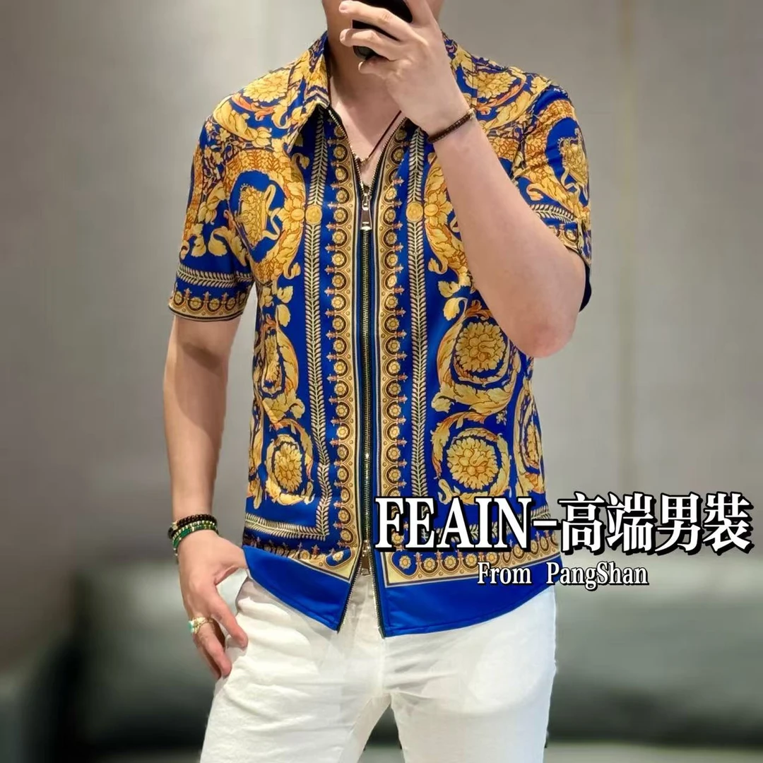 高端定制弹力莱卡巴洛克风格拉链开衫25243