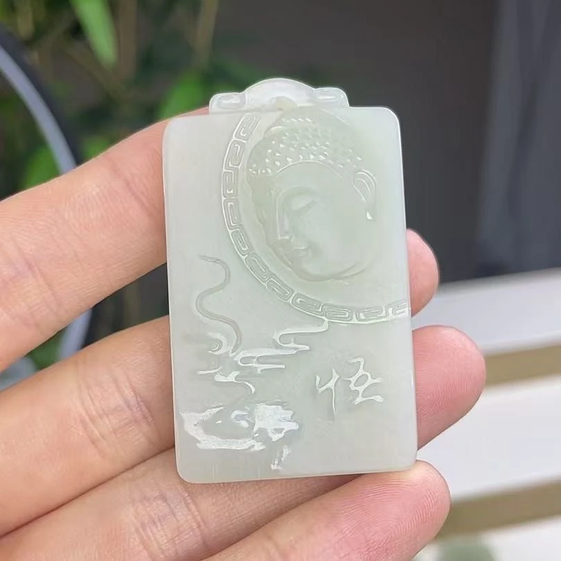 和田玉佛牌精品佛头如来佛祖牌