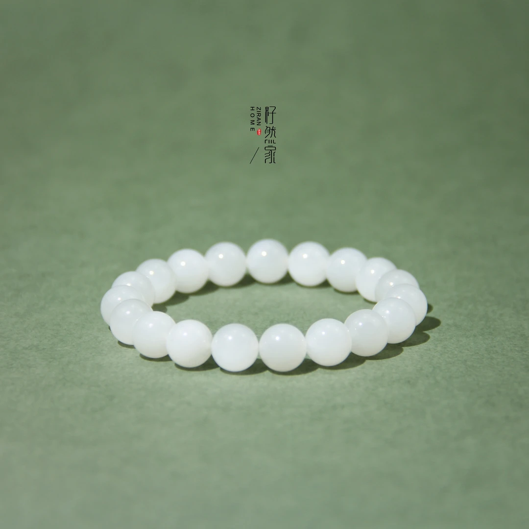 天然和田玉昆仑老坑高阶白玉精美圆珠单圈手串10mm（多样性发其一）