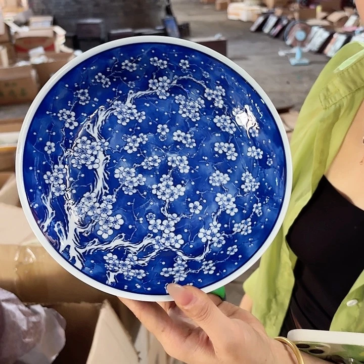摆件景德镇高温陶瓷冰梅