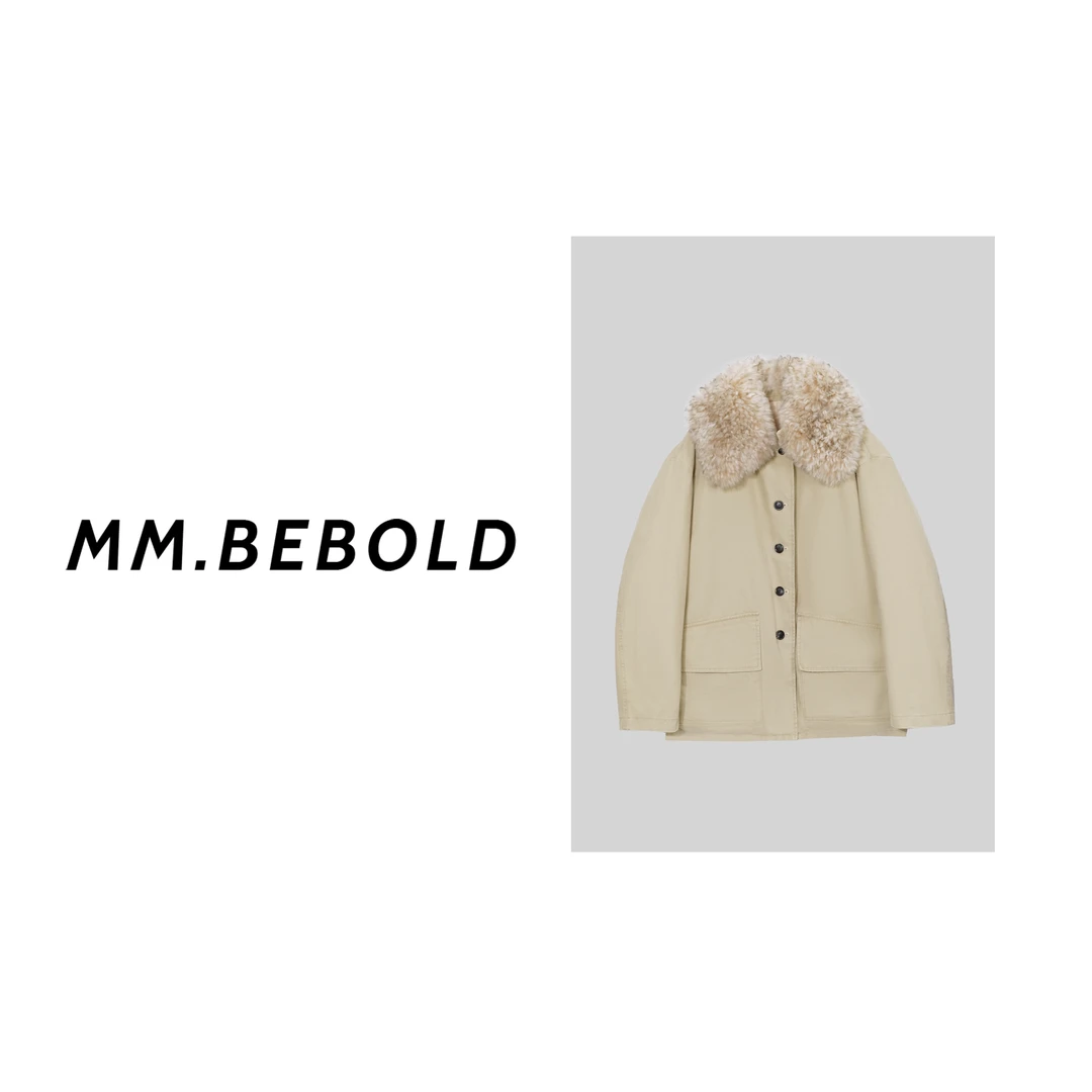 【妙姐精选】悠然 设计感宽松毛领工装羽绒服外套MO503