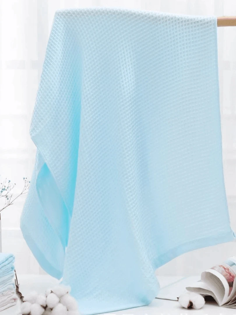 蓝色夏季毛巾被毯子纯棉华夫格盖毯沙发空调被（默认微瑕）