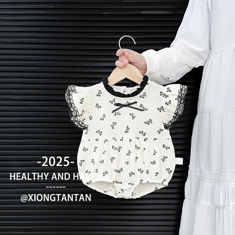 女宝宝夏款满月包屁衣新生婴儿连体衣春秋季洋气女婴爬服春装衣服