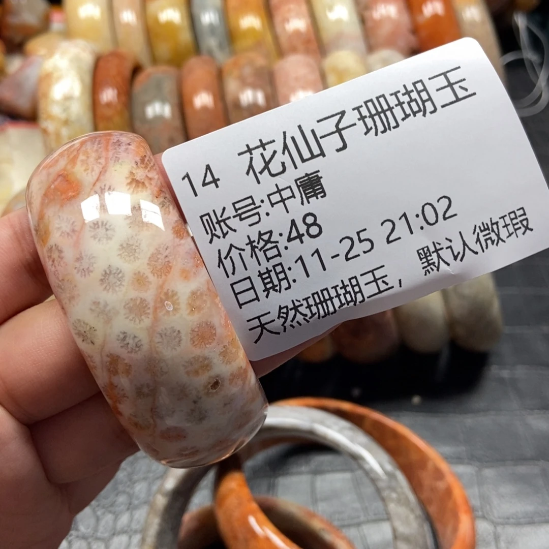 中***庸硅化珊瑚（珊瑚玉）未镶嵌珠宝半成品14