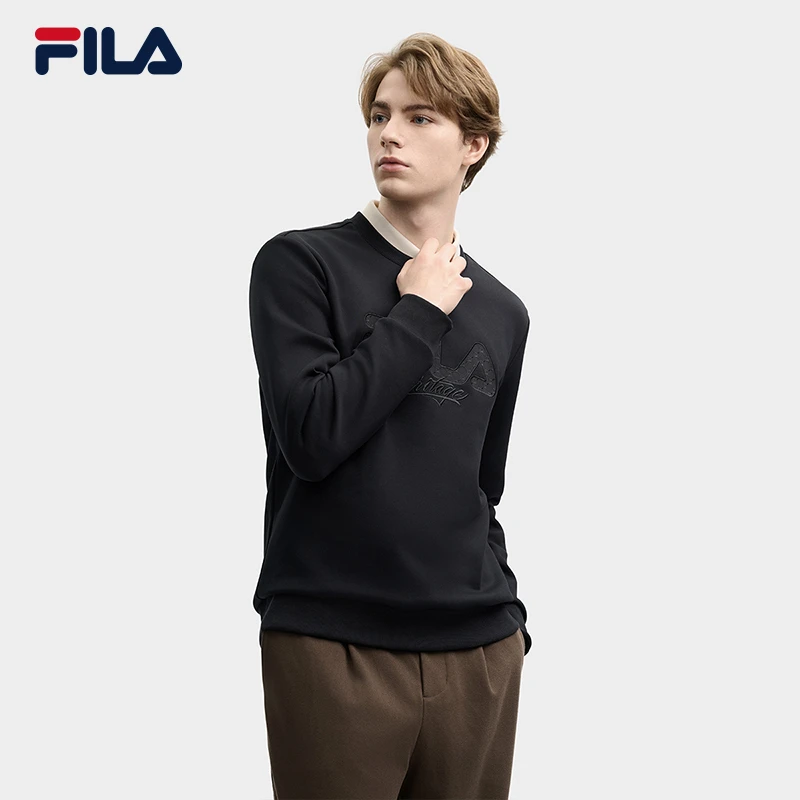 FILA 斐乐官方男子套头卫衣2025春新款时尚针织上衣F11M518202F
