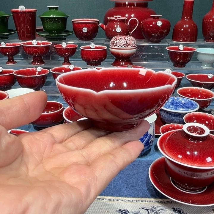 景德镇浅行窑花口海棠杯