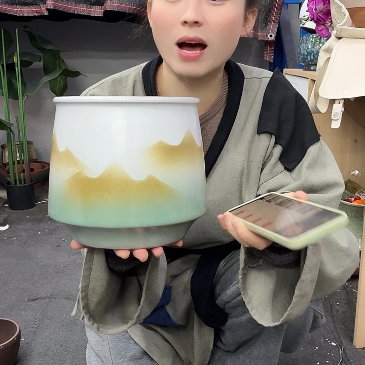 19×21 -粗陶花盆有孔-买买买