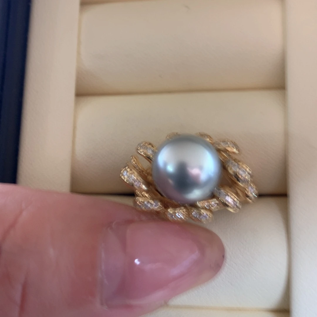 银S925镶嵌海水珍珠戒指