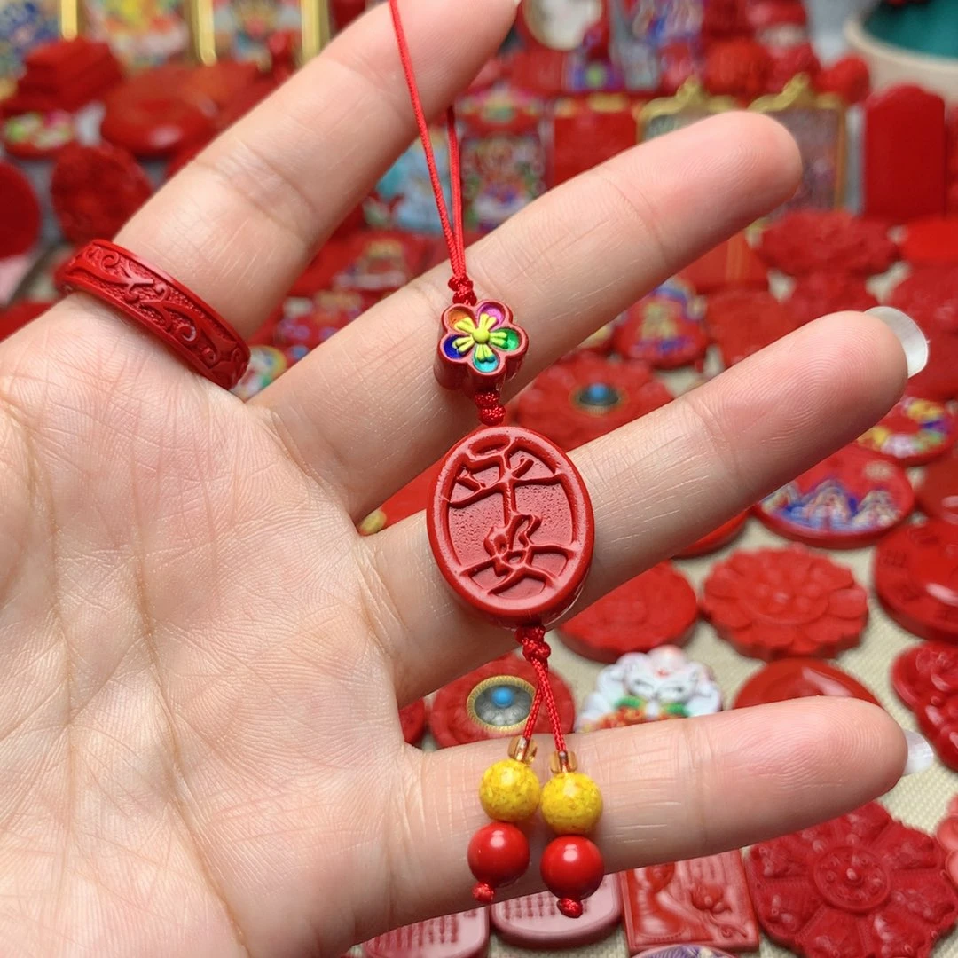 天然辰砂工艺品朱砂手机坠