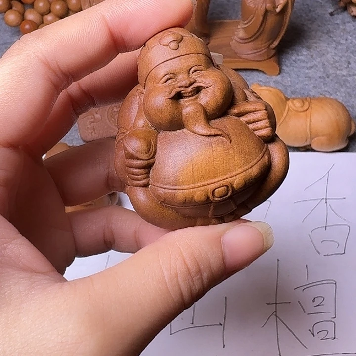 檀香木手串/手链老山檀香雕刻财神摆件