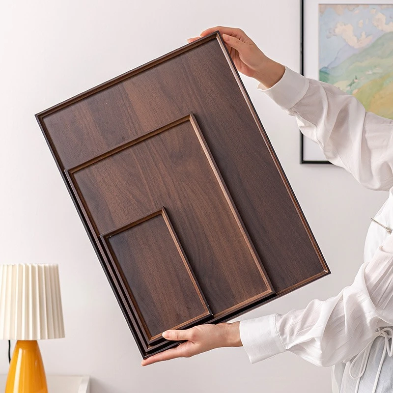 木质托盘长方形家用放茶杯水杯子茶盘水果盘子餐饮酒店竹木手提盘