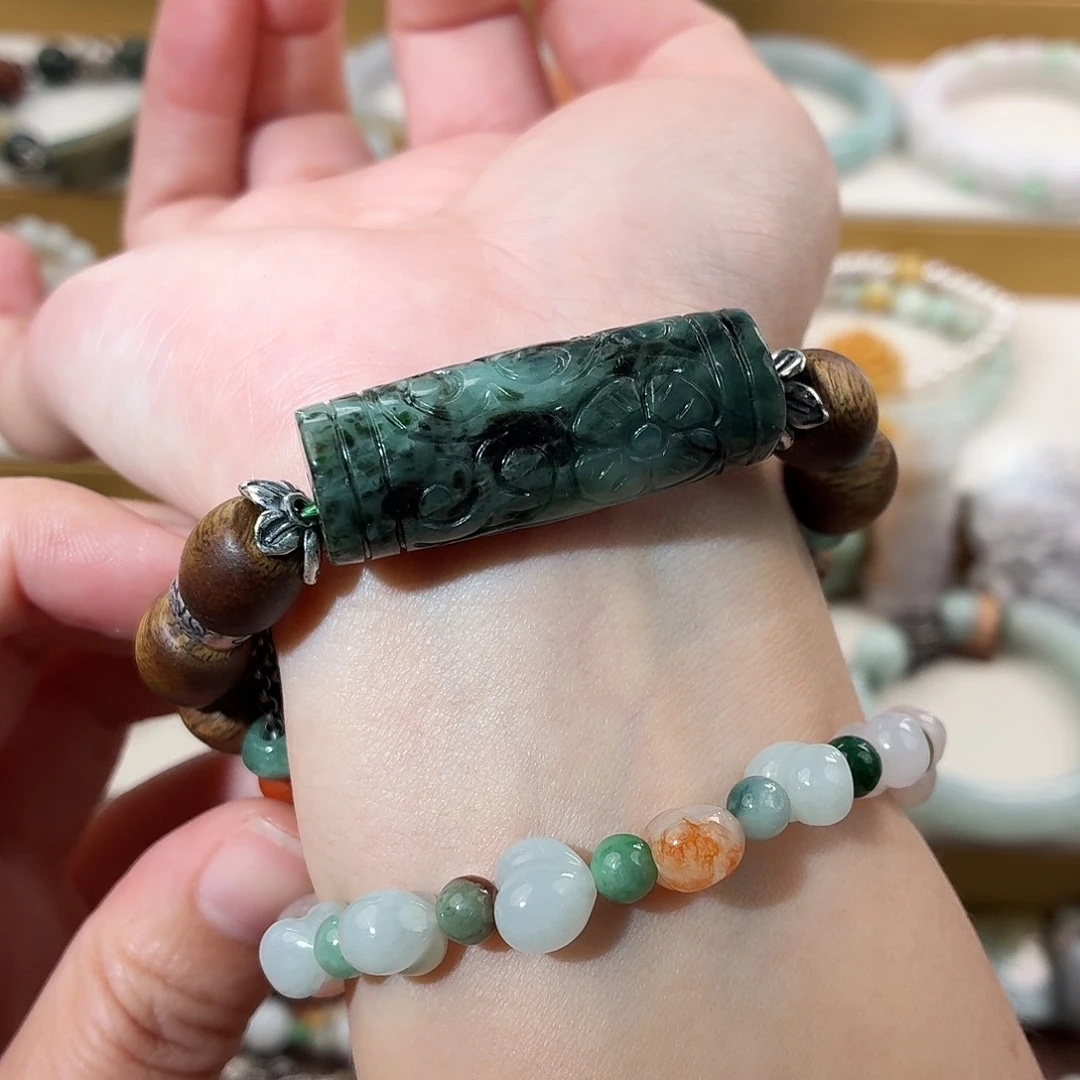 翡翠未镶嵌手镯翡翠直管手串