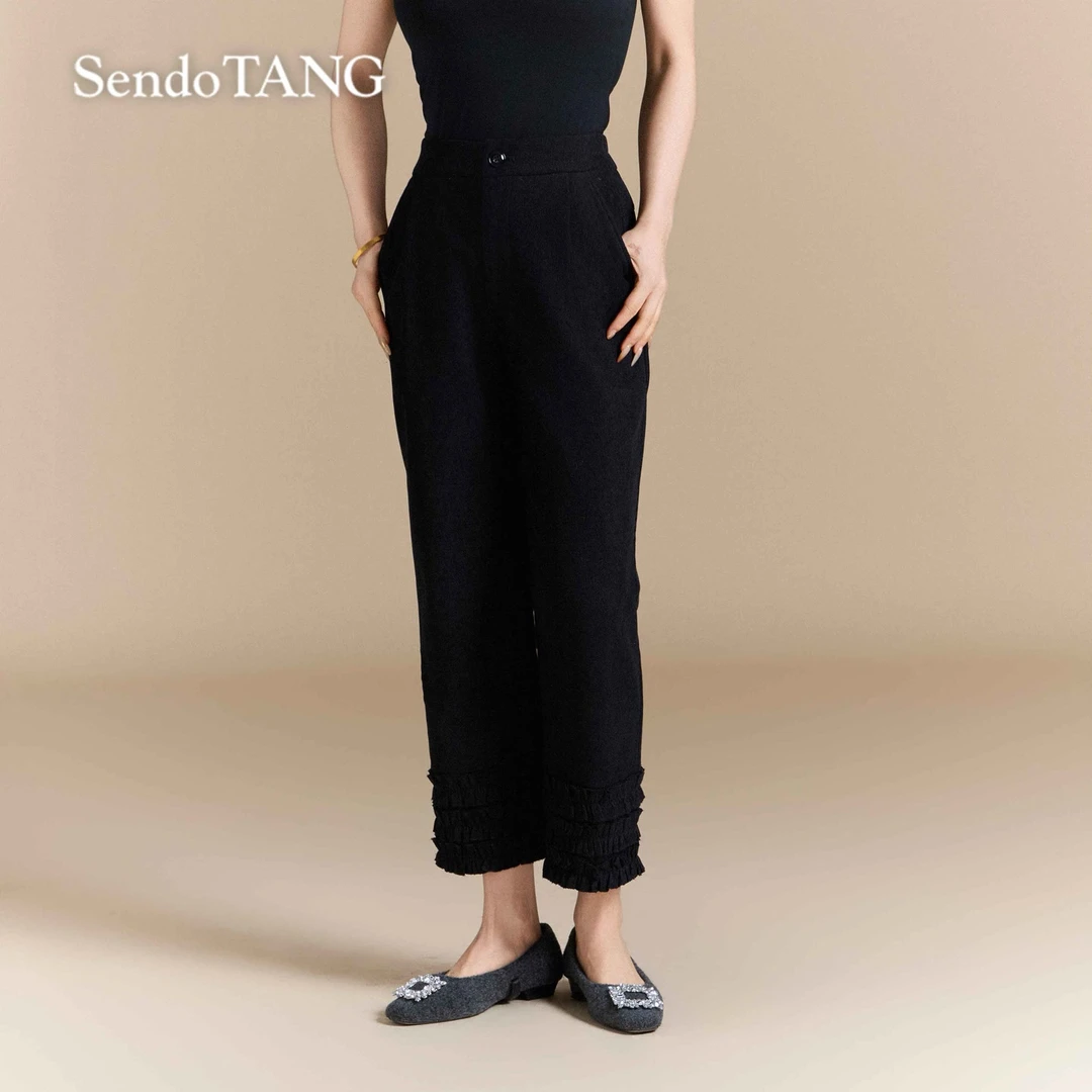 腿粗必入【花边裤】胖多女装秋冬新款高级感休闲百搭高腰显瘦裤子