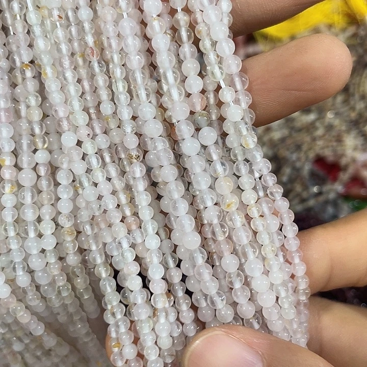 玛瑙/玉髓合金珠宝半成品3条3-4mm天然水晶随机