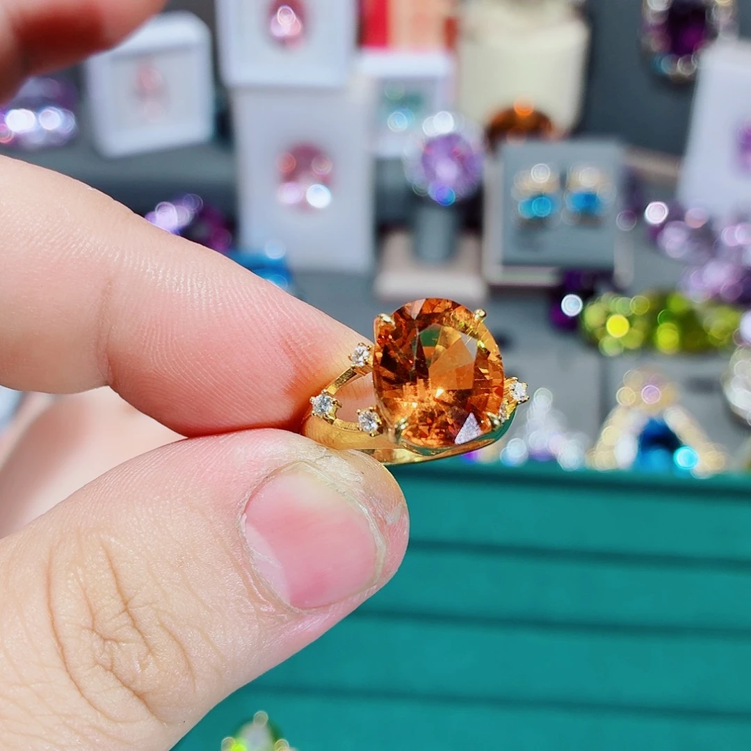 圆****9K金镶嵌黄晶戒指