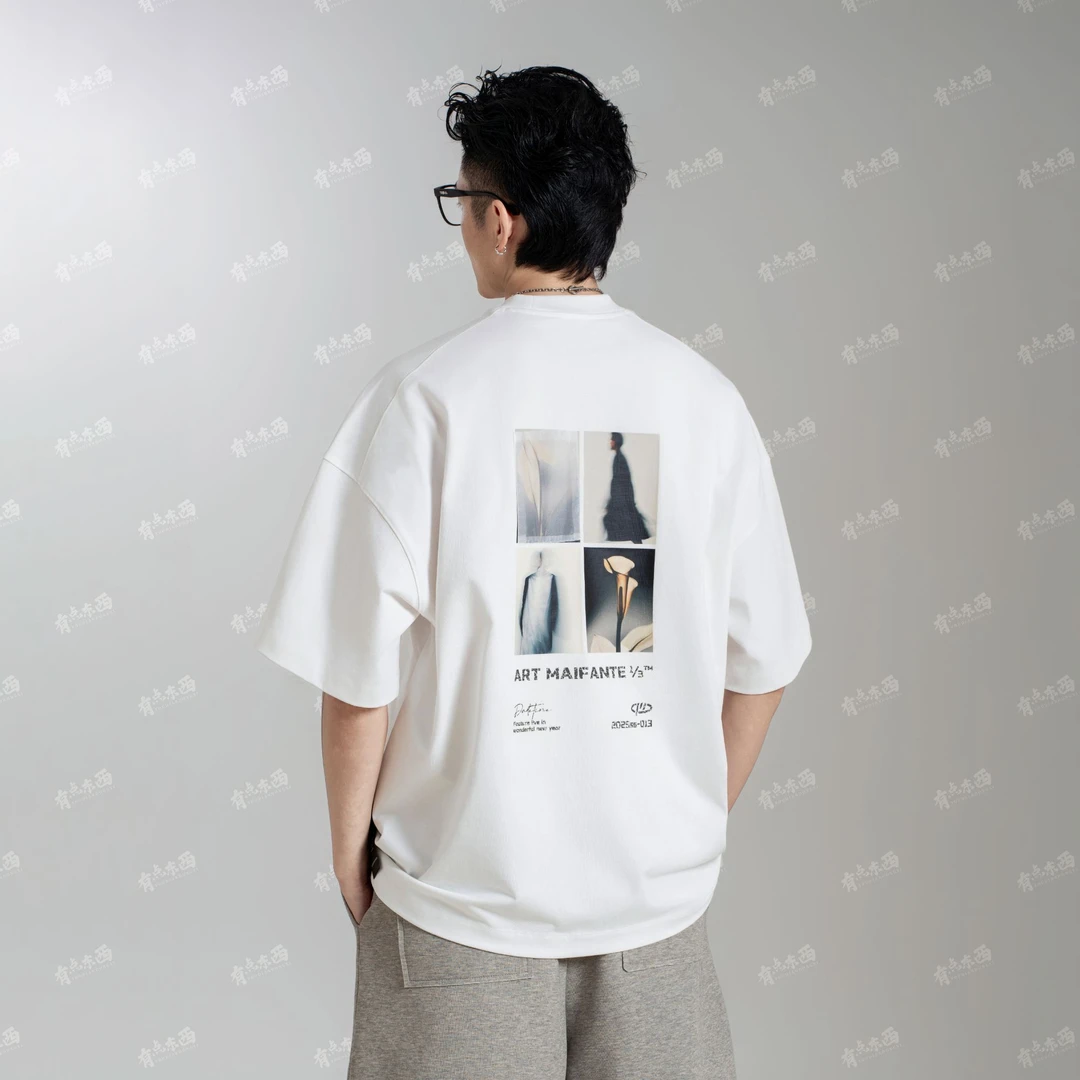 GOAT 25ss 宽松日系纯棉软胶转印多层印花工艺潮流圆领T恤