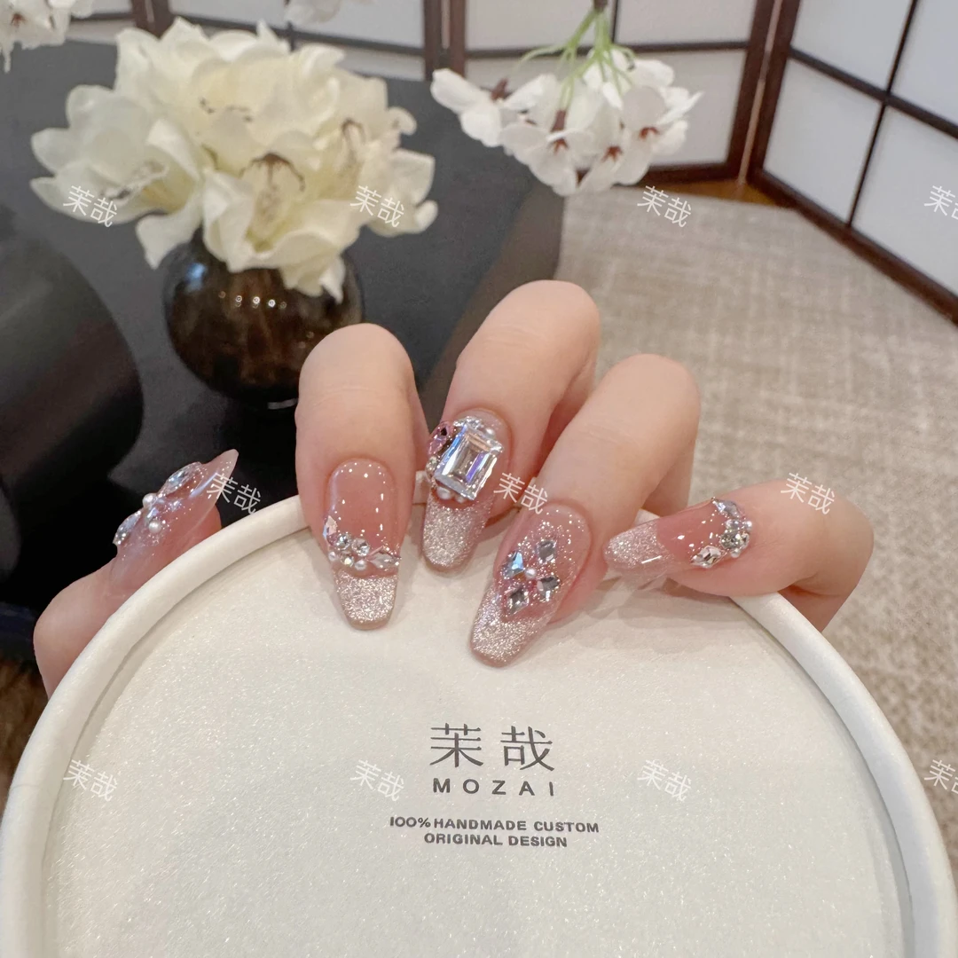 茉哉KK专属【施家全华钻/克罗心】纯手工定制拆卸穿戴甲B3560