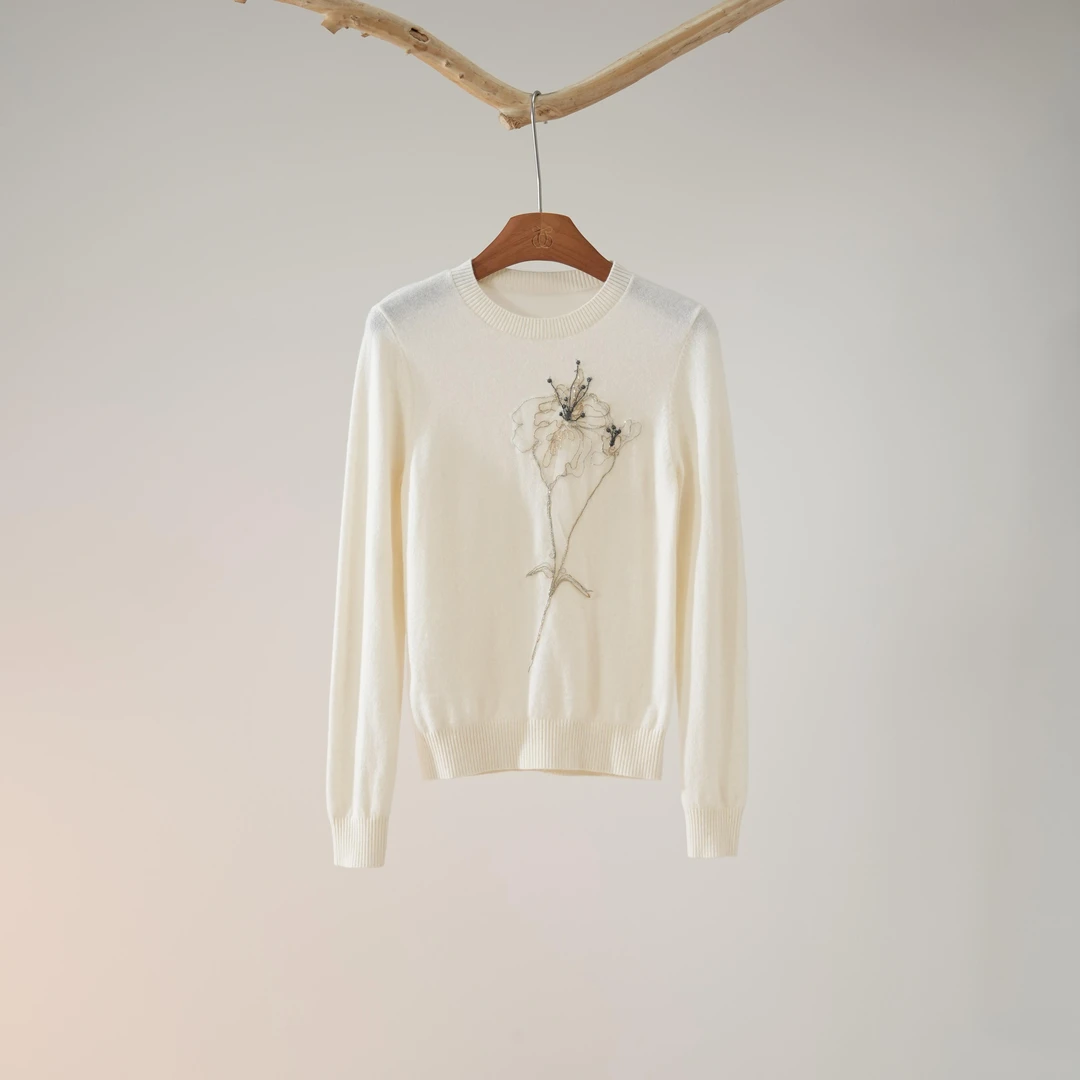 西子/【独舞】100羊毛重工高定万针刺绣钉珠针织衫/MSXS228