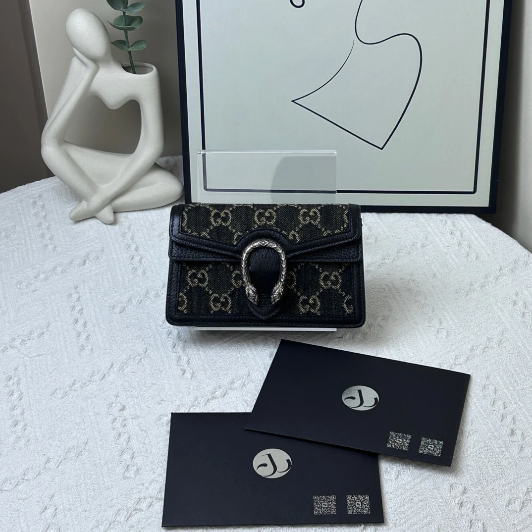 95新 GUCCI/古驰 黑单宁mini酒神/JW7056